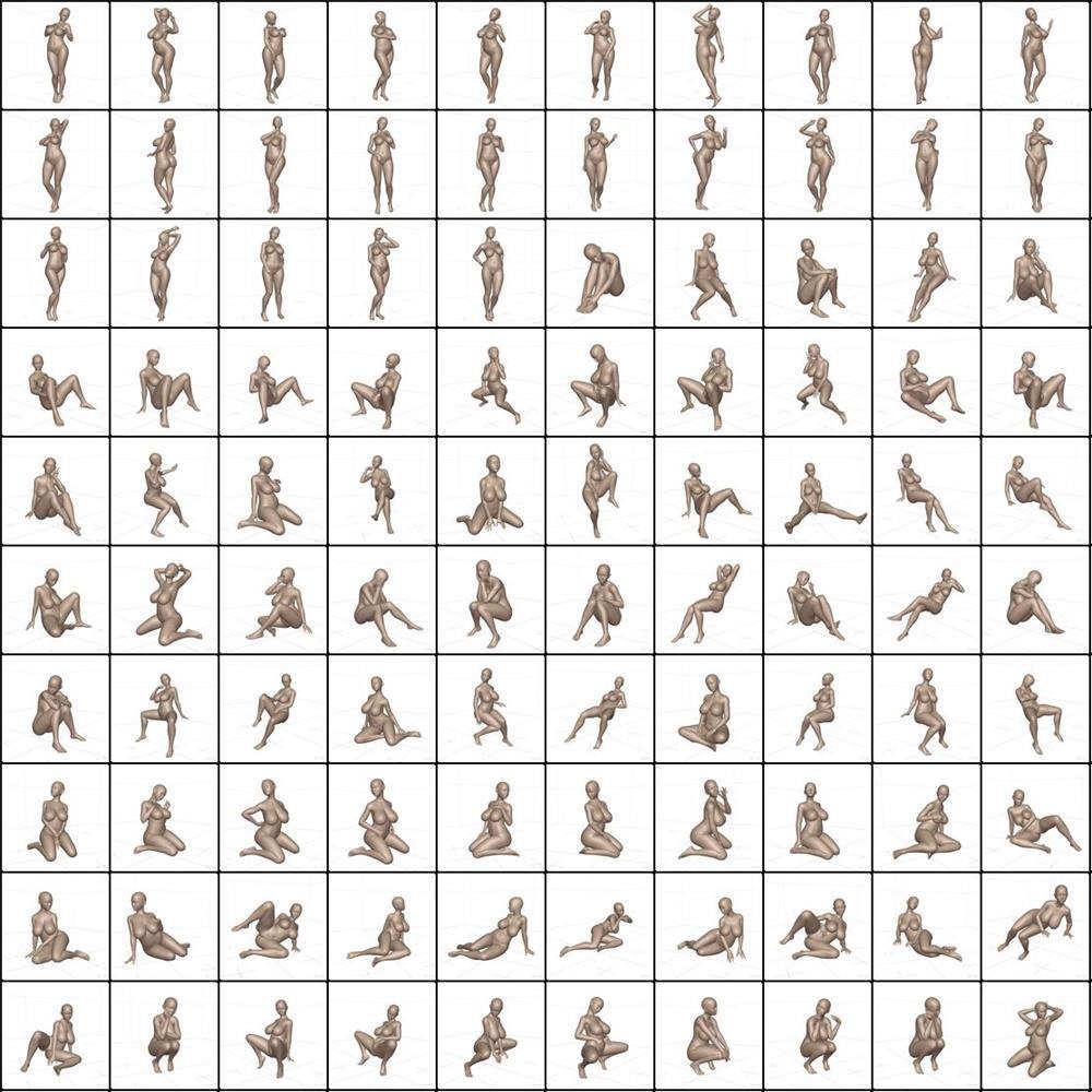 作画用の女体ポーズ集 ムチムチ体型編