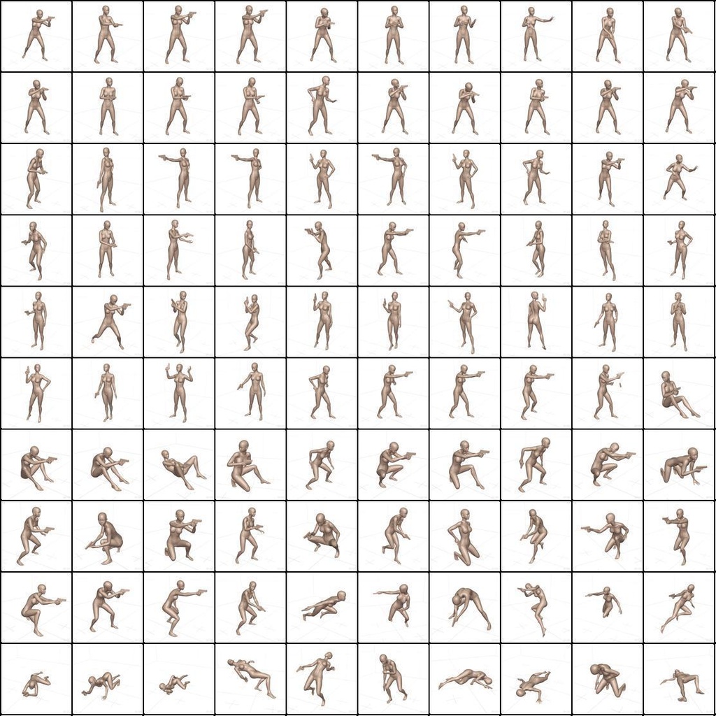 作画用の戦闘ポーズ集 女・拳銃編