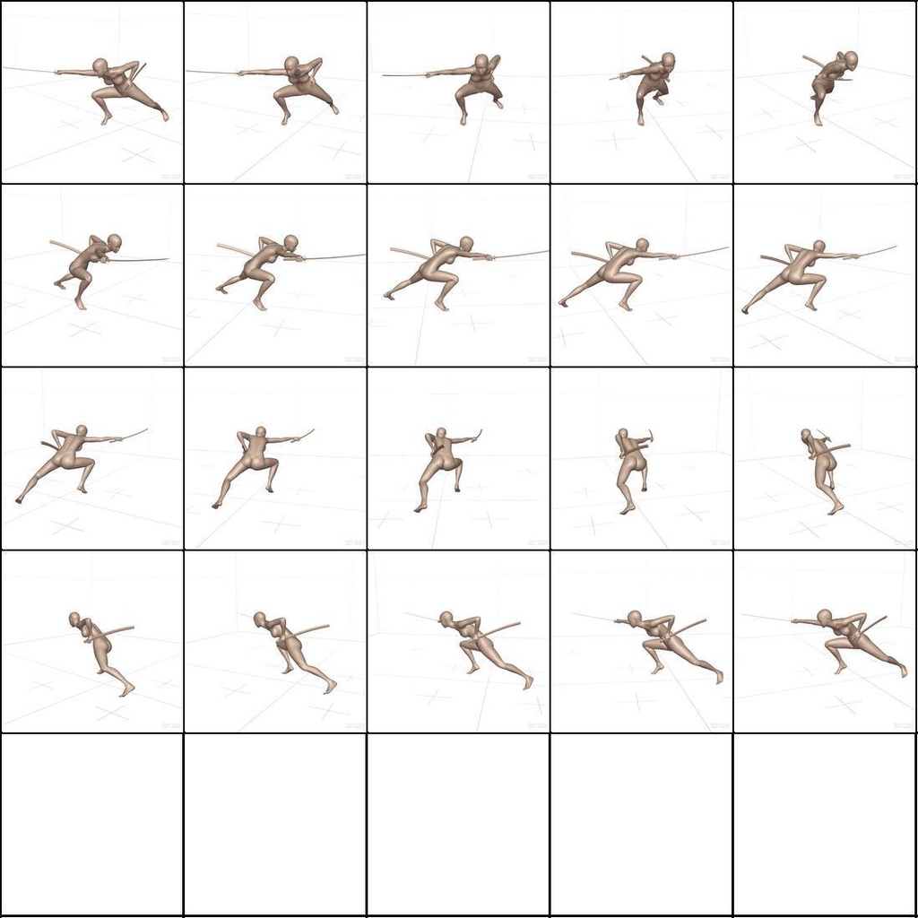 作画用の戦闘ポーズ集 女・刀編