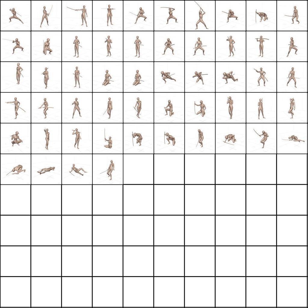 作画用の戦闘ポーズ集 女・刀編