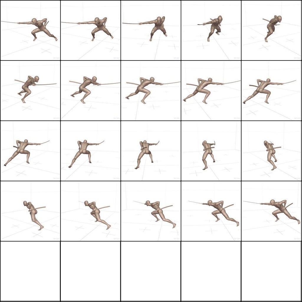 作画用の戦闘ポーズ集 男・刀編