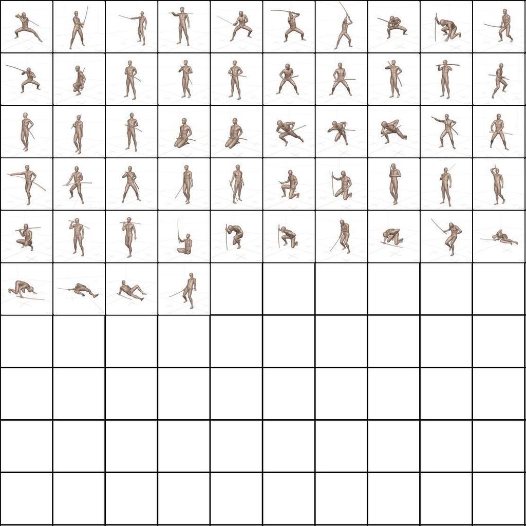 作画用の戦闘ポーズ集 男・刀編