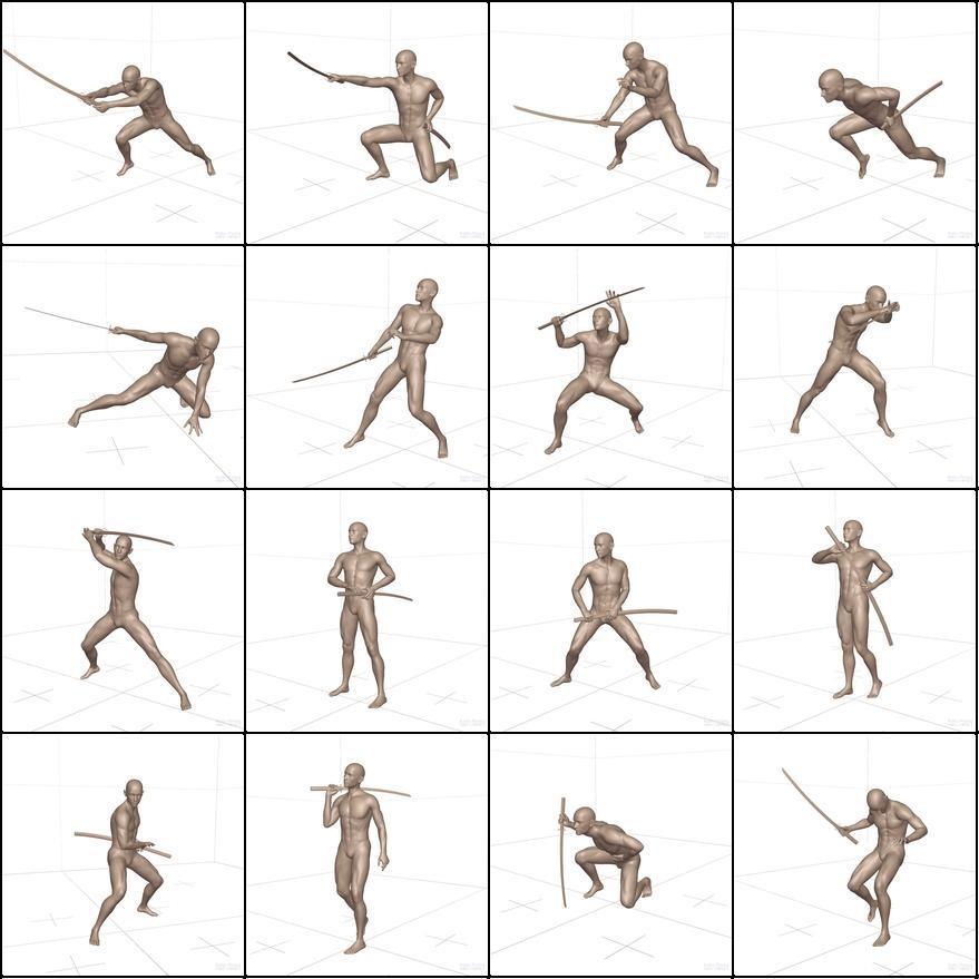 作画用の戦闘ポーズ集 男・刀編