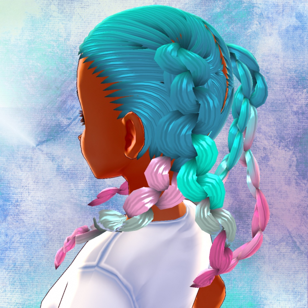 Base hairline with side part for pigtails