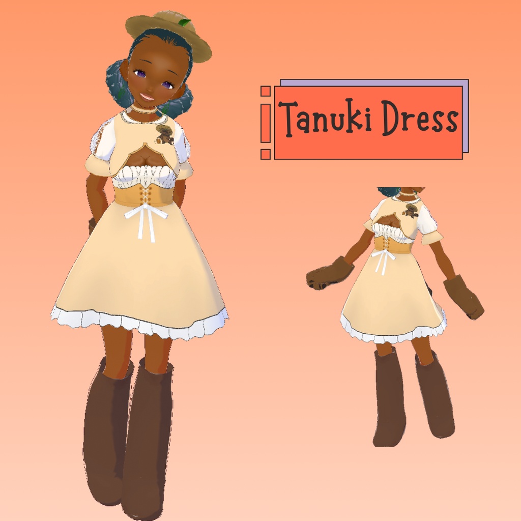 Tanuki Dress with low twin space buns