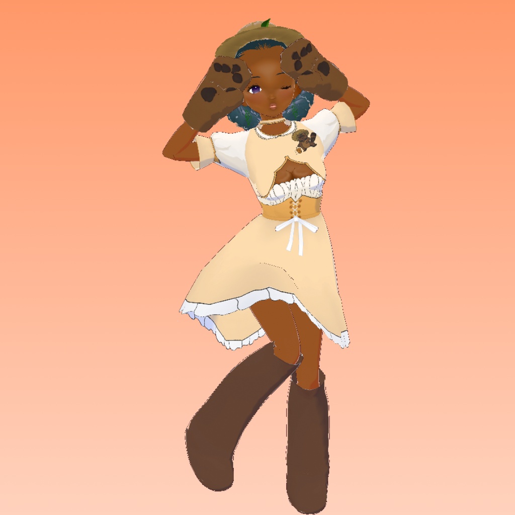 Tanuki Dress with low twin space buns