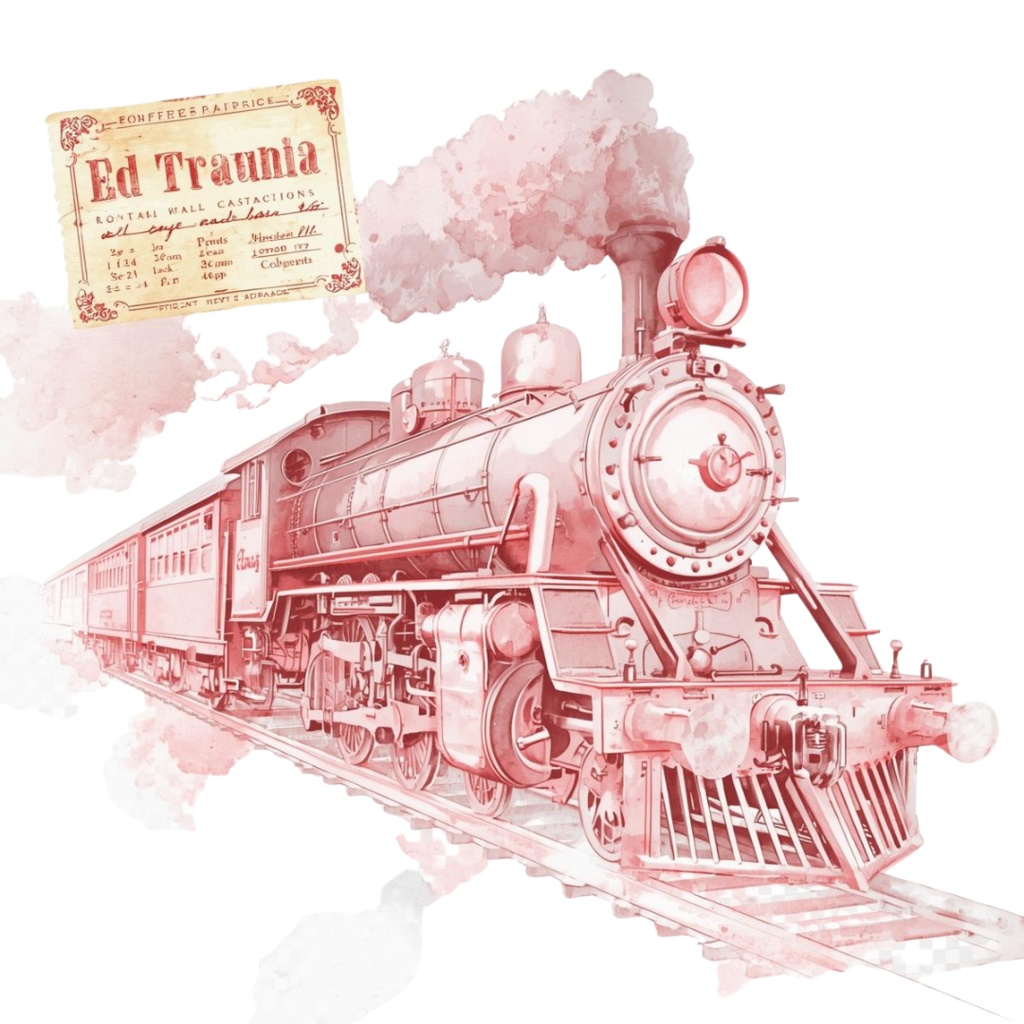 水彩 ピンクアンティーク 旅行クリップアートセット – 10点 PNG 背景透過