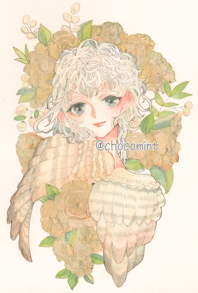 黄バラとフクロウ