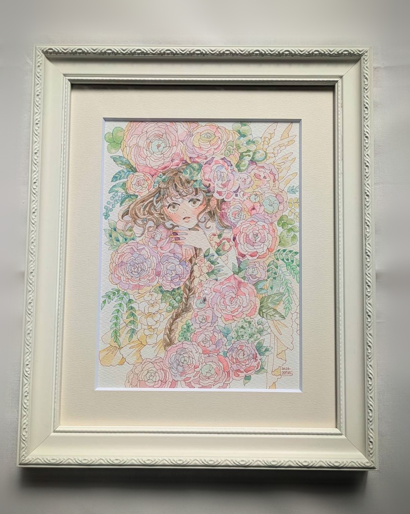 額装原画『花の香、届けて』