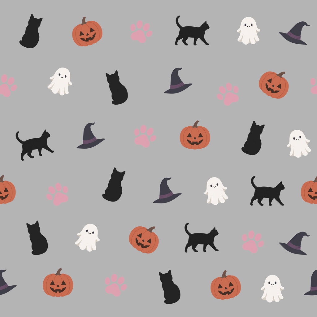 黒猫とハロウィンのデジタルペーパー5枚セット|背景素材・デジタル手帳・ラッピング