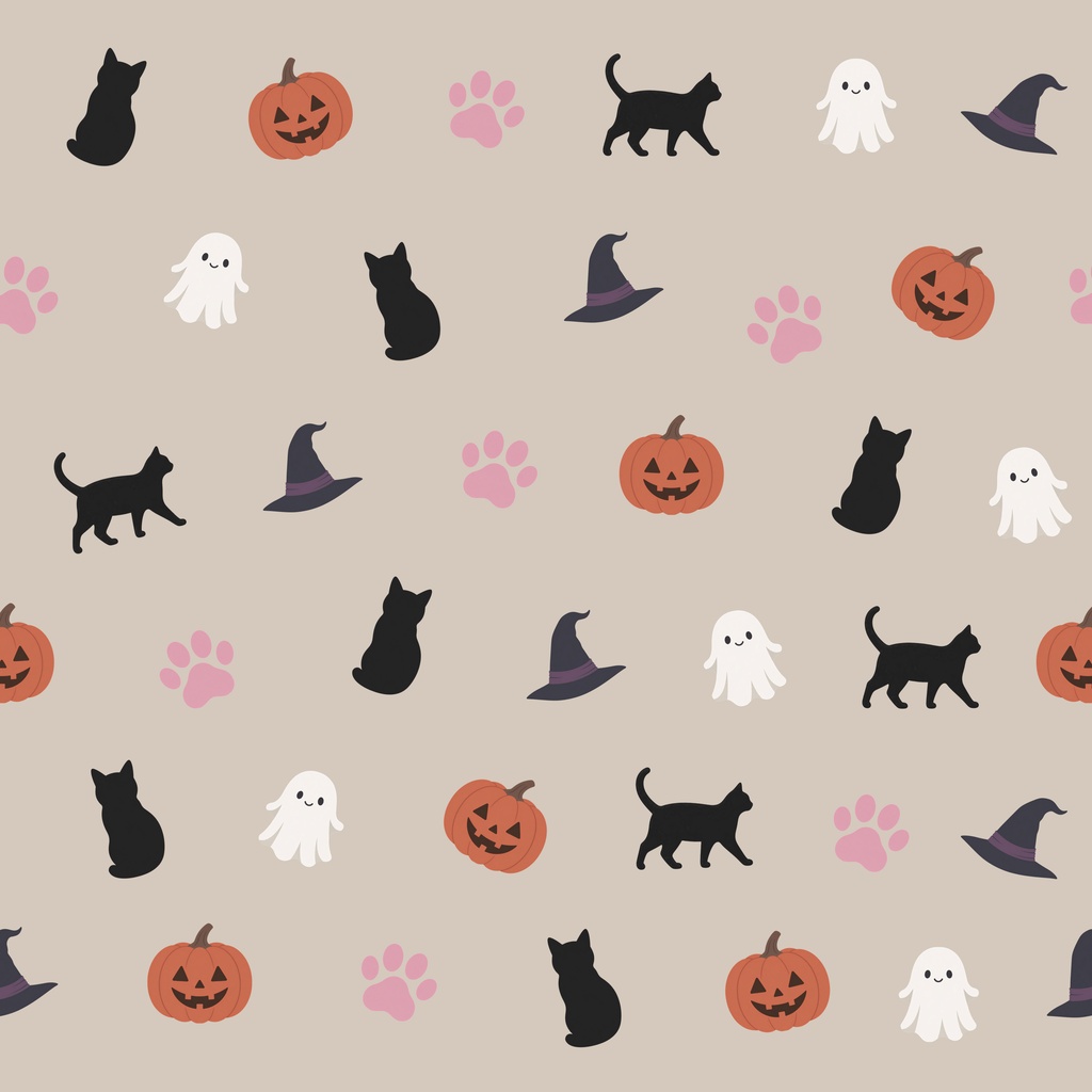 黒猫とハロウィンのデジタルペーパー5枚セット|背景素材・デジタル手帳・ラッピング