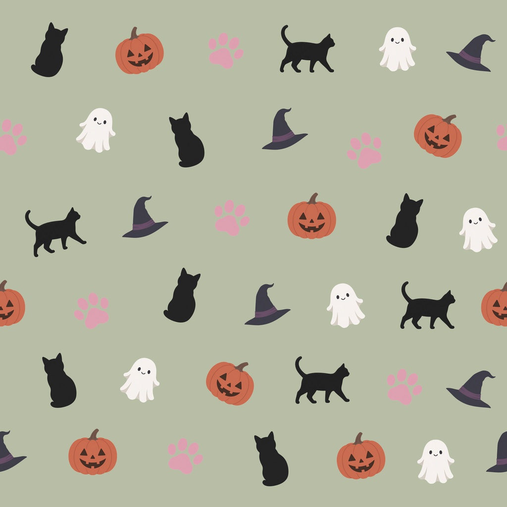 黒猫とハロウィンのデジタルペーパー5枚セット|背景素材・デジタル手帳・ラッピング