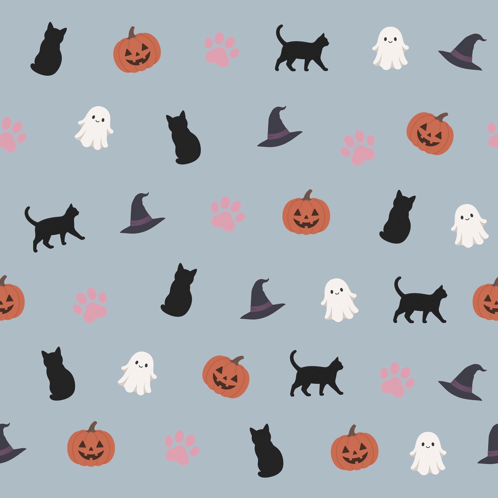 黒猫とハロウィンのデジタルペーパー5枚セット|背景素材・デジタル手帳・ラッピング