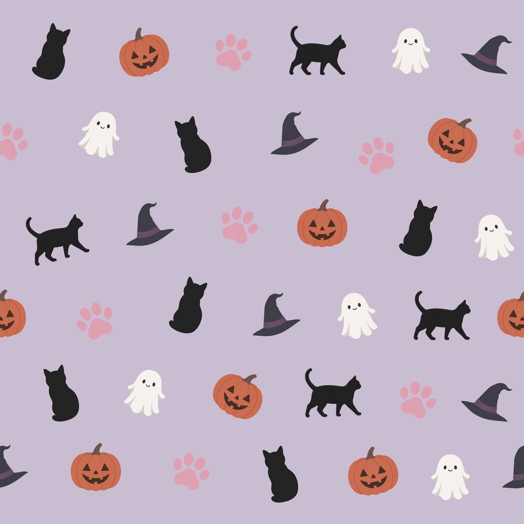 黒猫とハロウィンのデジタルペーパー5枚セット|背景素材・デジタル手帳・ラッピング