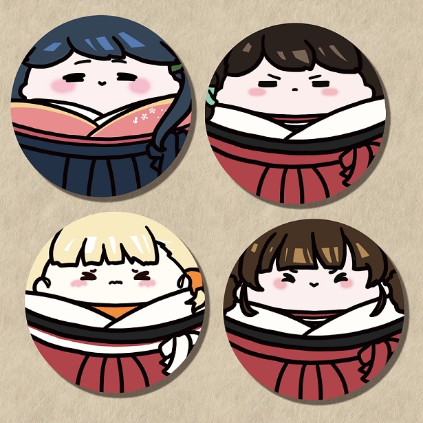 ぷにぷに缶バッジ『鳳翔さん、春日丸、八幡丸、神鷹』