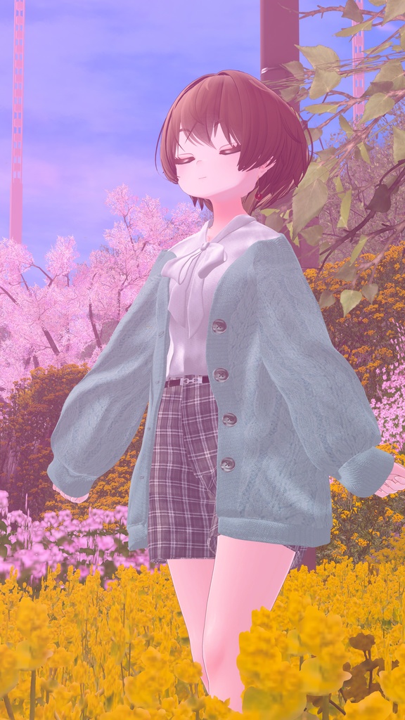 【12アバター対応】春の風、揺れるひだまり【VRChat向け衣装モデル】