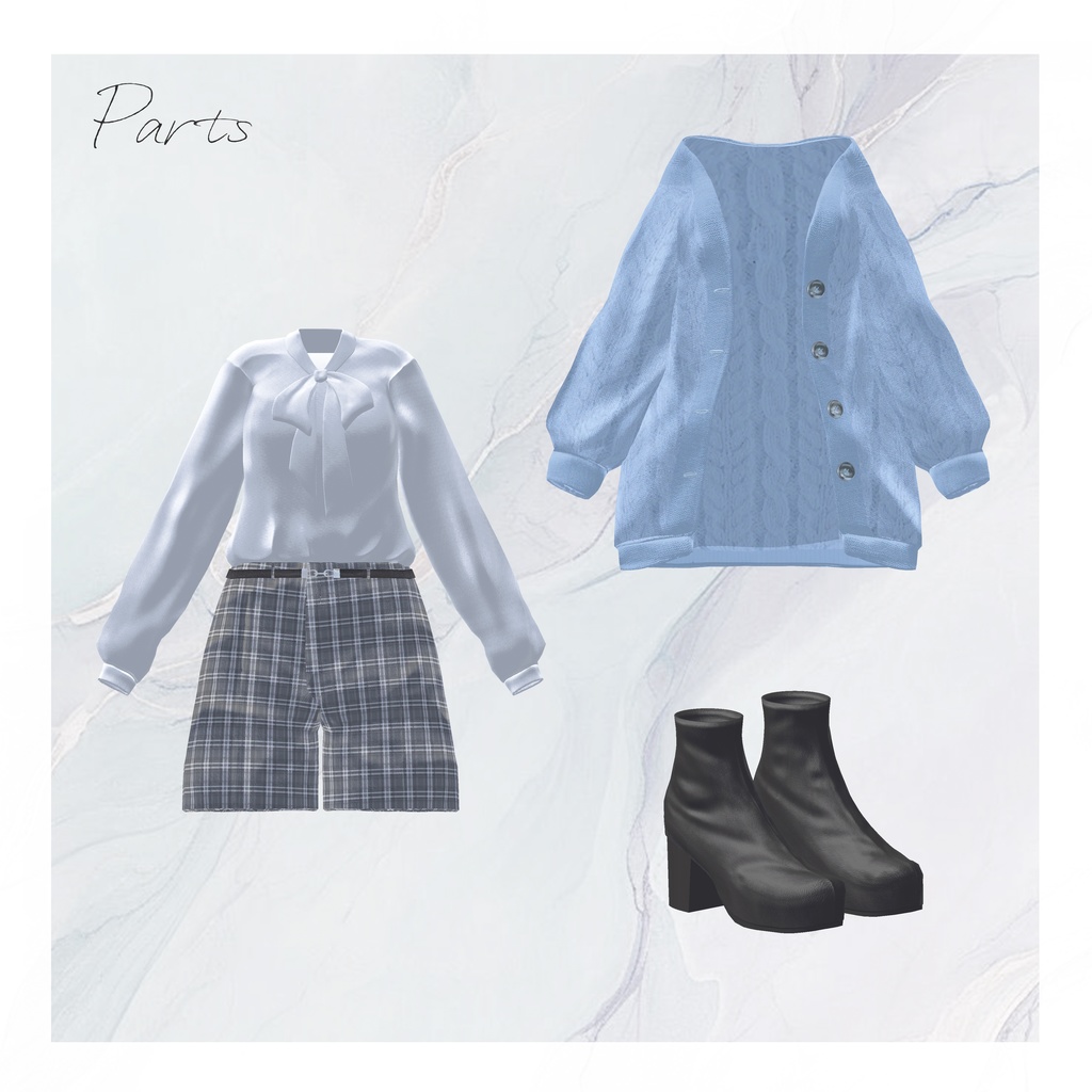 【12アバター対応】春の風、揺れるひだまり【VRChat向け衣装モデル】