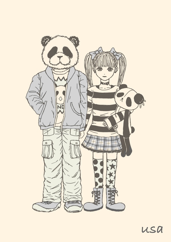 パンダカップル【白Tシャツ】