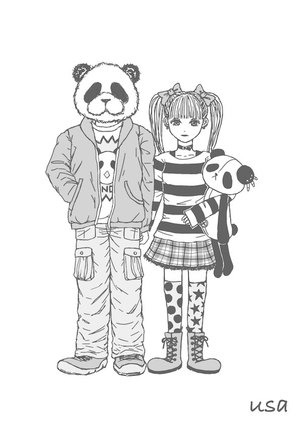 パンダカップル【白Tシャツ】