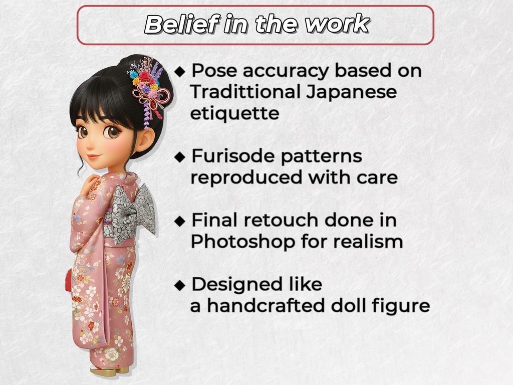 振袖姿のちびキャラ女性 クリップアート 27ポーズセット|6KサイズPNG,透過背景,日本の礼儀作法に則った素材