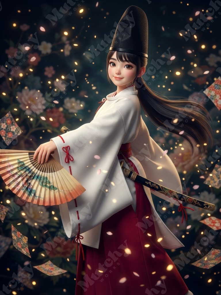 白拍子の舞姿イラスト 5ファイル|6KサイズPNG フィギュア調