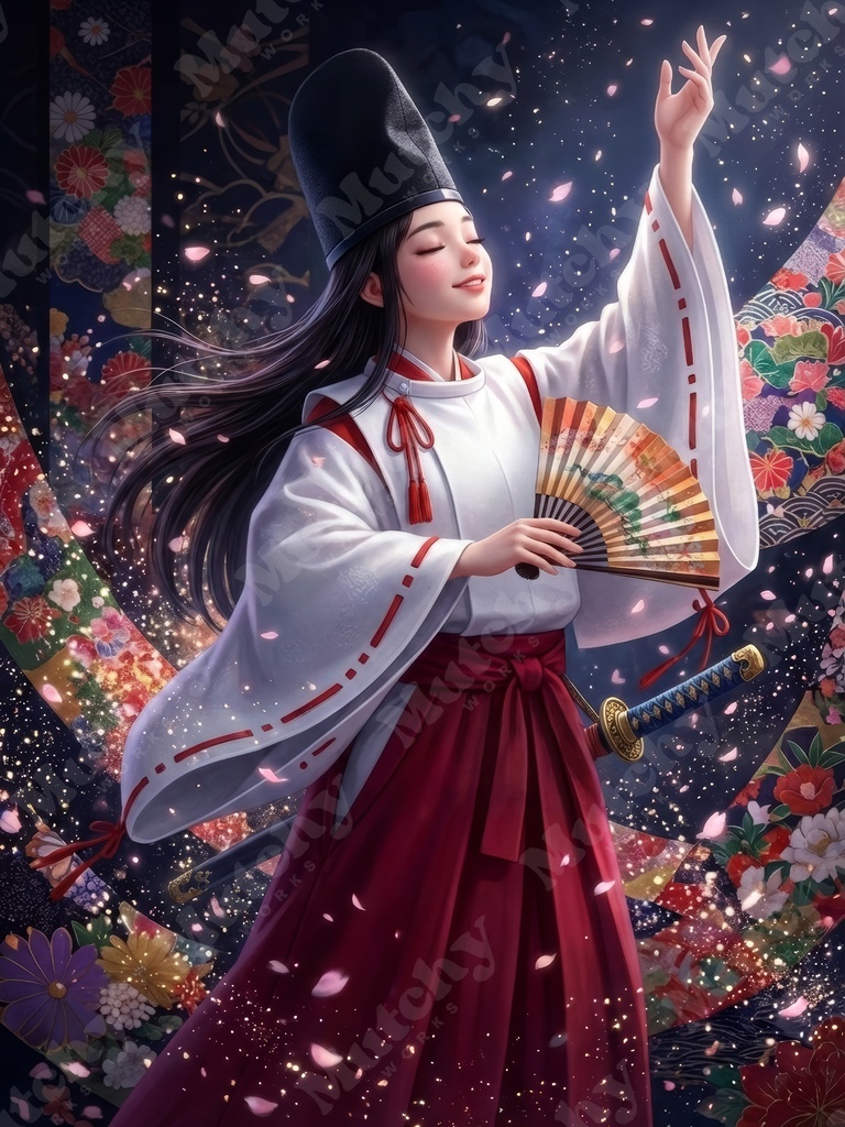 白拍子の舞姿イラスト 5ファイル|6KサイズPNG フィギュア調