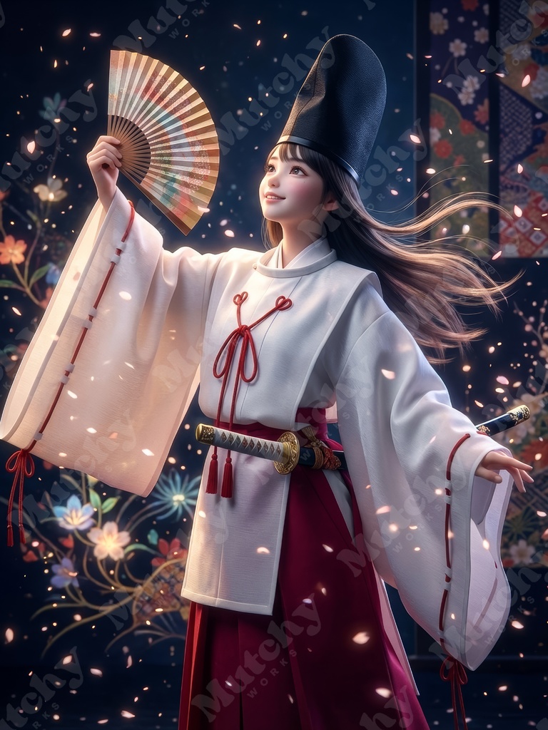 白拍子の舞姿イラスト 5ファイル|6KサイズPNG フィギュア調