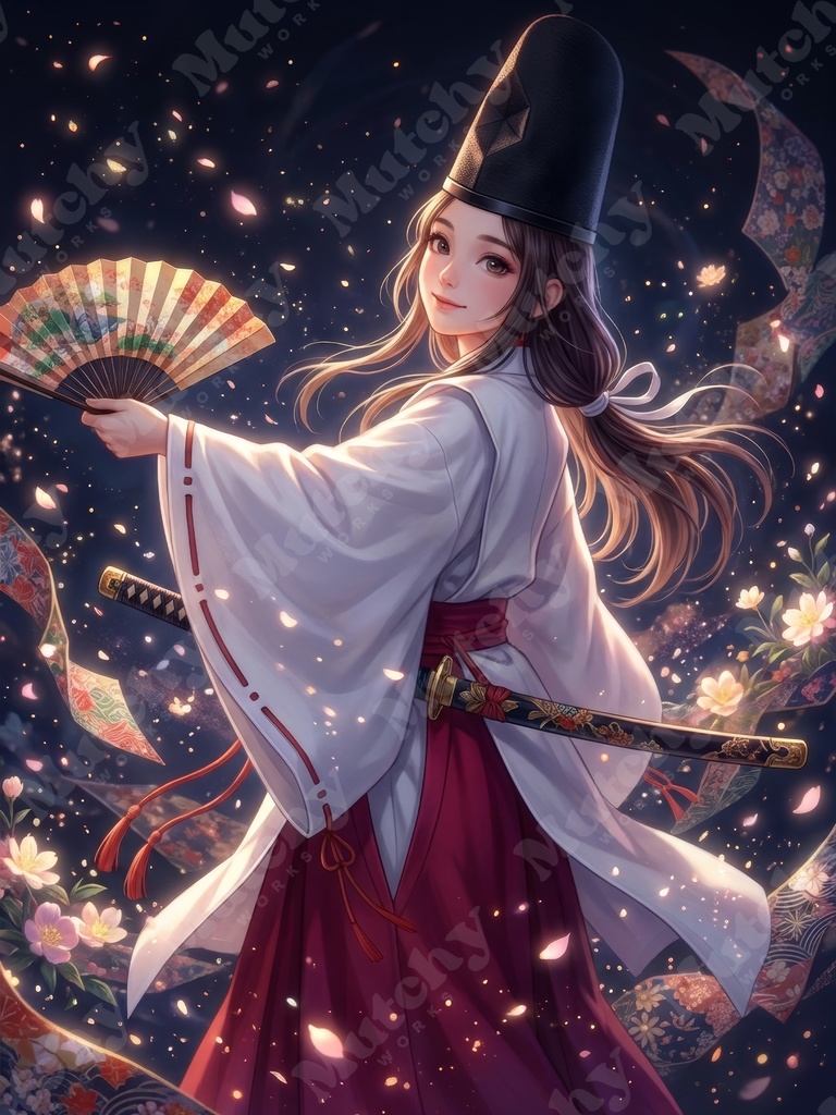 白拍子の舞姿イラスト 5ファイル|6KサイズPNG アニメ調