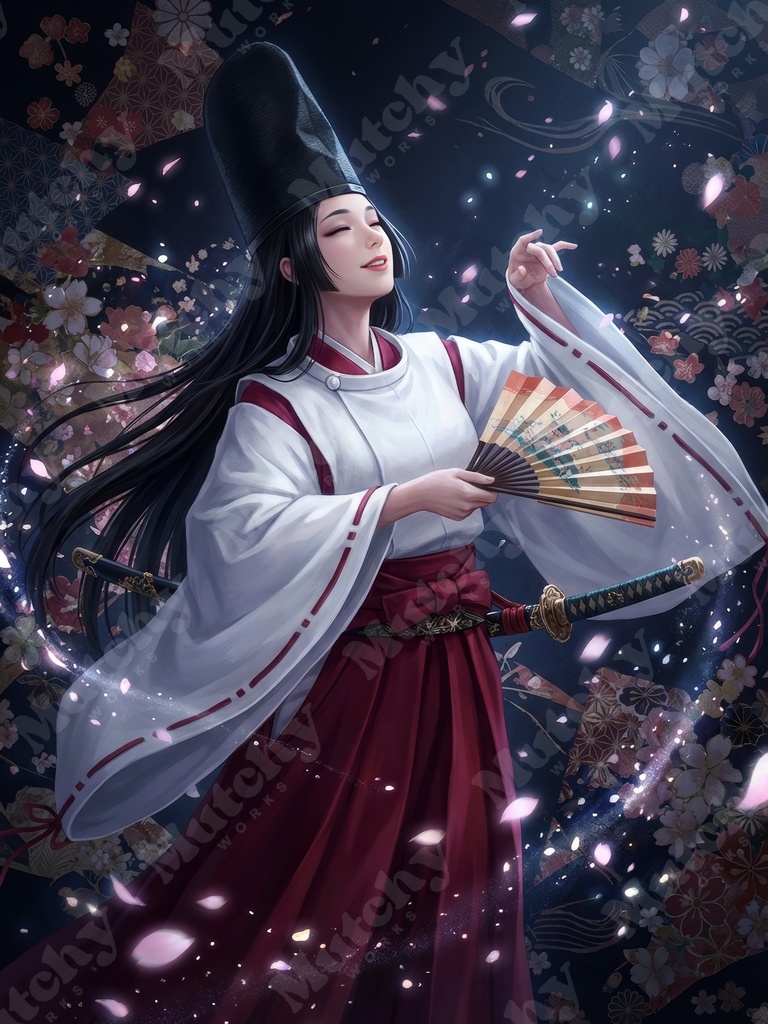 白拍子の舞姿イラスト 5ファイル|6KサイズPNG アニメ調