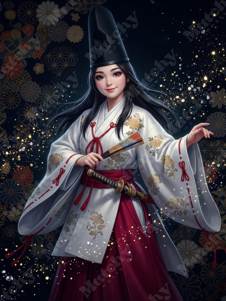 白拍子の舞姿イラスト 5ファイル|6KサイズPNG アニメ調