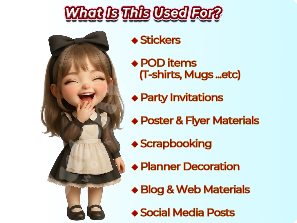 メイド少女クリップアート 50ポーズセット【4K PNG・透過背景】