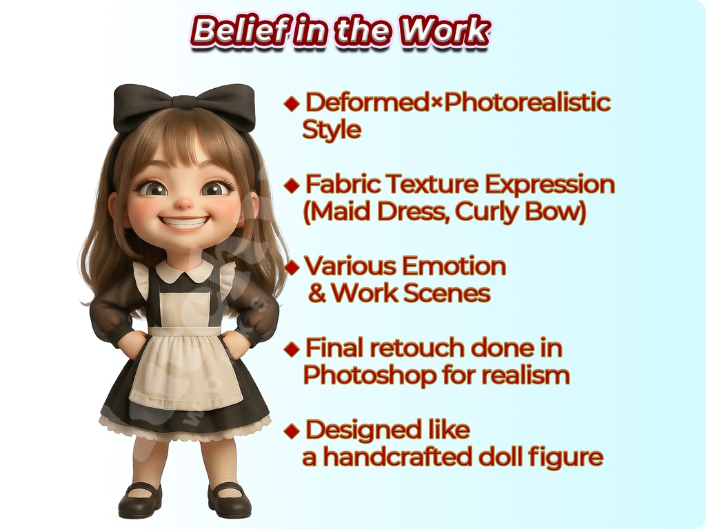 メイド少女クリップアート 50ポーズセット【4K PNG・透過背景】