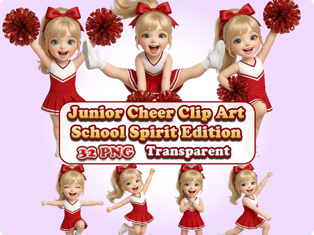 ジュニアチアガール クリップアート スクールスピリットエディション | 32枚PNG 透過背景