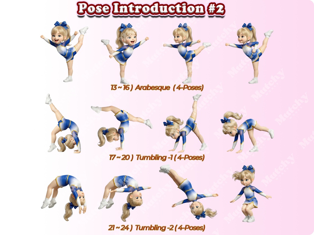 ジュニアチアガール クリップアート オールスターエディション | 52枚PNG 透過背景