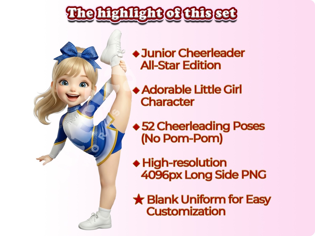 ジュニアチアガール クリップアート オールスターエディション | 52枚PNG 透過背景