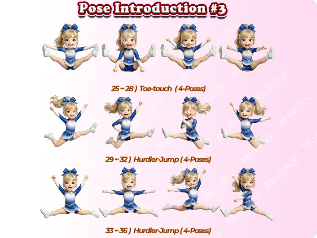 ジュニアチアガール クリップアート オールスターエディション | 52枚PNG 透過背景