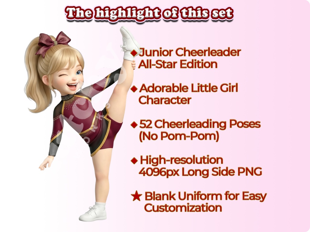 ジュニアチアガール クリップアート オールスターエディション Vol.2 | 52枚PNG 透過背景