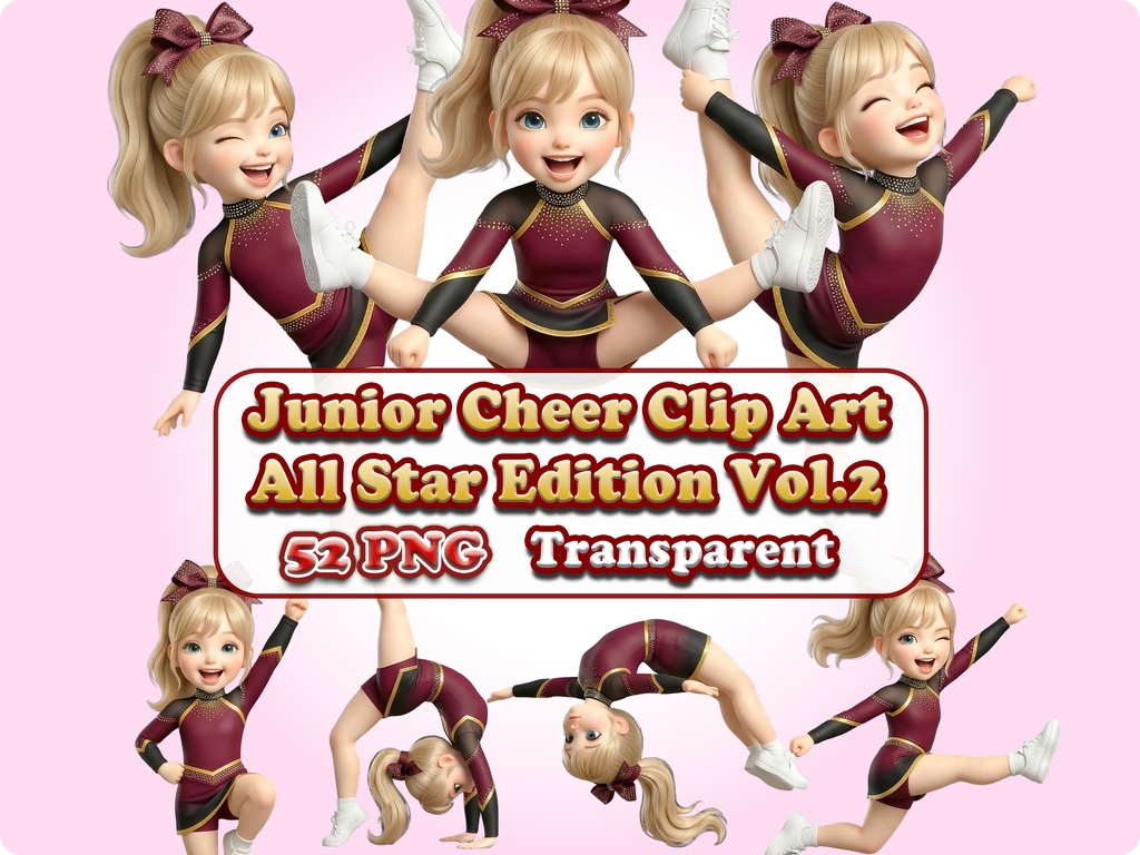ジュニアチアガール クリップアート オールスターエディション Vol.2 | 52枚PNG 透過背景