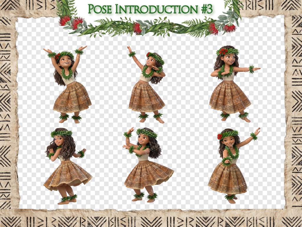 フラガール クリップアート カヒコエディション | 30枚PNG 透過背景 3Dフィギュアスタイル ハワイアンダンス