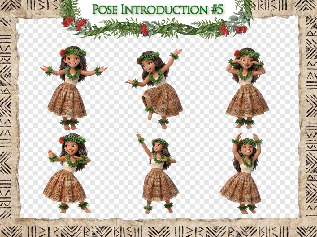 フラガール クリップアート カヒコエディション | 30枚PNG 透過背景 3Dフィギュアスタイル ハワイアンダンス