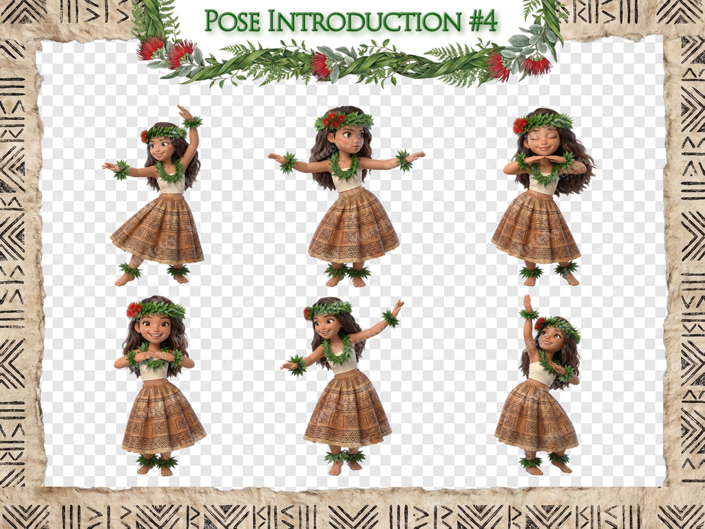 フラガール クリップアート カヒコエディション | 30枚PNG 透過背景 3Dフィギュアスタイル ハワイアンダンス