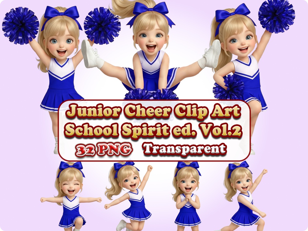 ジュニアチアガール クリップアート スクールスピリットエディッション Vol.2 | 32枚PNG 透過背景
