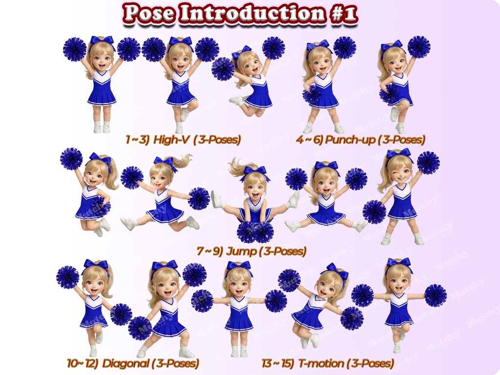 ジュニアチアガール クリップアート スクールスピリットエディッション Vol.2 | 32枚PNG 透過背景