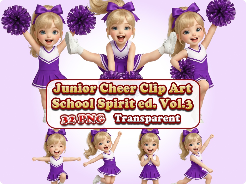 ジュニアチアガール クリップアート スクールスピリットED Vol.3 | 32枚PNG 透過背景