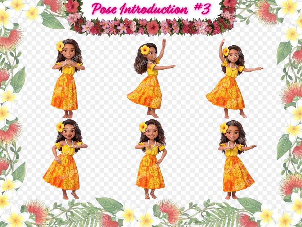 フラガール クリップアート アウアナエディション Vol.3 | 30枚PNG 透過背景 3Dフィギュアスタイル ハワイアンダンス