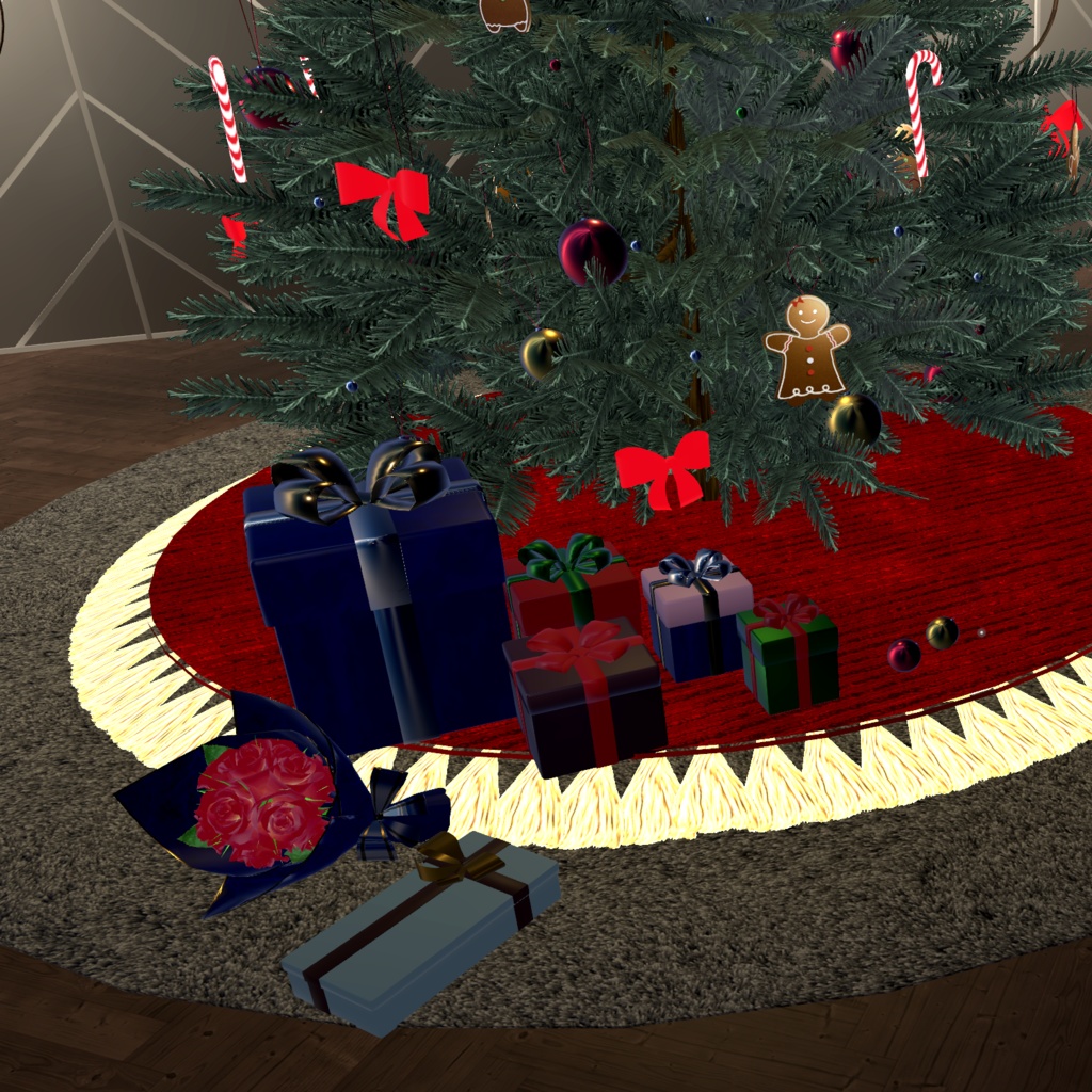 【3色ライト点滅】イルミネーションツリー (薔薇とキャンディのギフトボックスセット付)