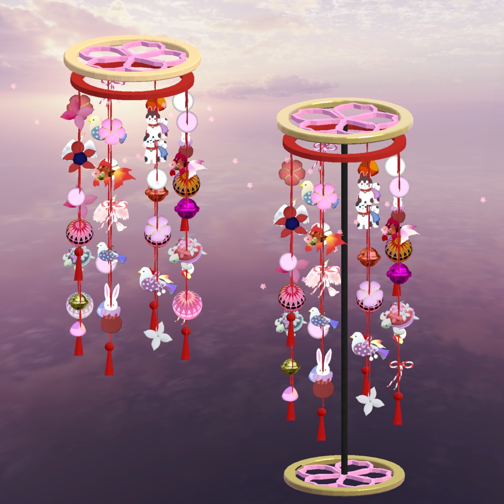 桃の節句 華やか「つるし雛」セット (回転&花舞あり)