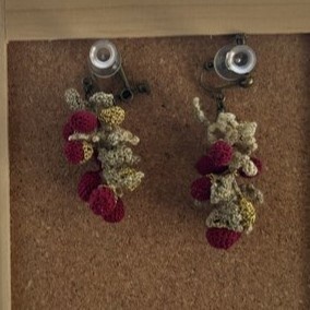 タティングレースとクロッシェレースの果実の耳飾り