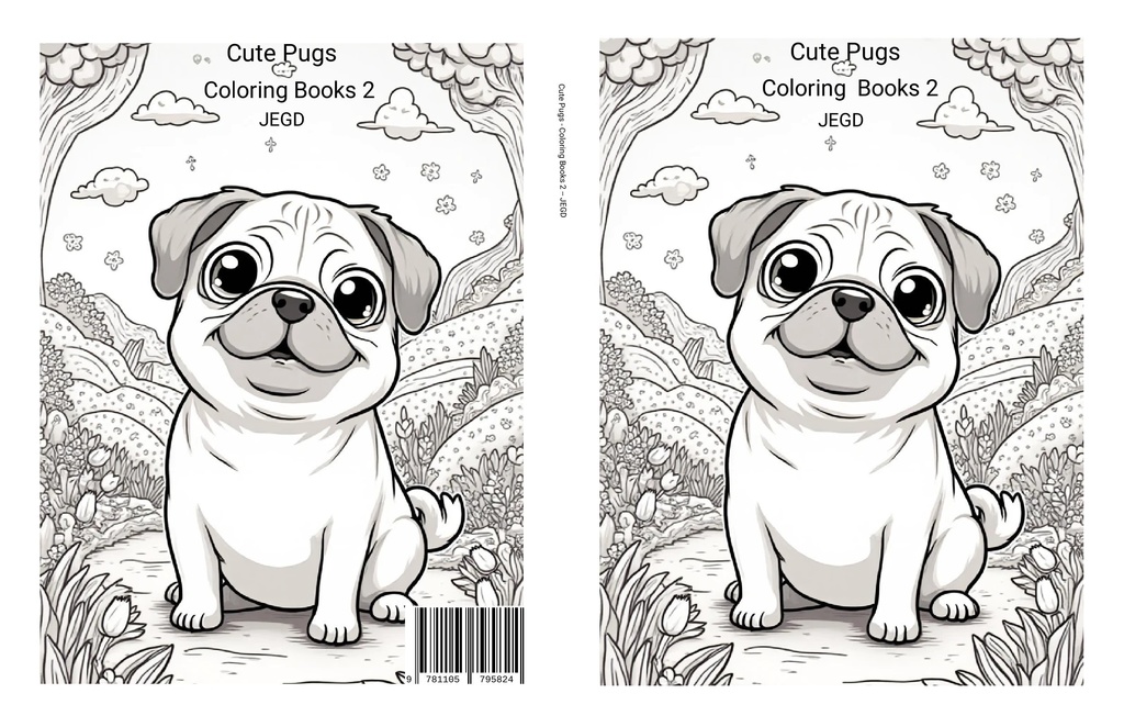 Cute Pugs - Coloring Book 2 - JEGD - PDF Version