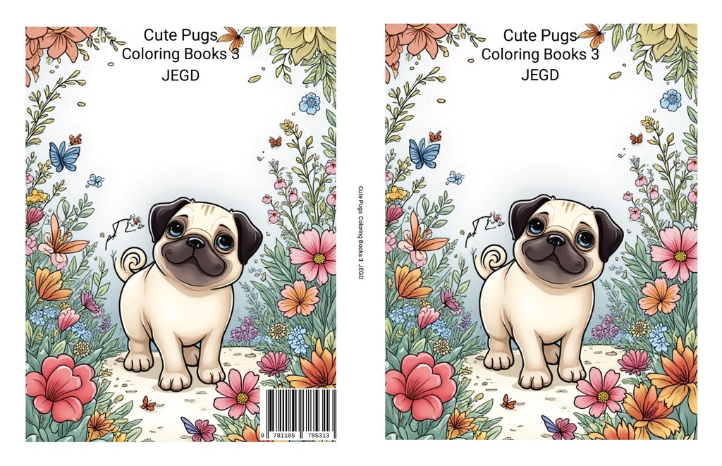 Cute Pugs - Coloring Book 3 - JEGD - EPUB Version